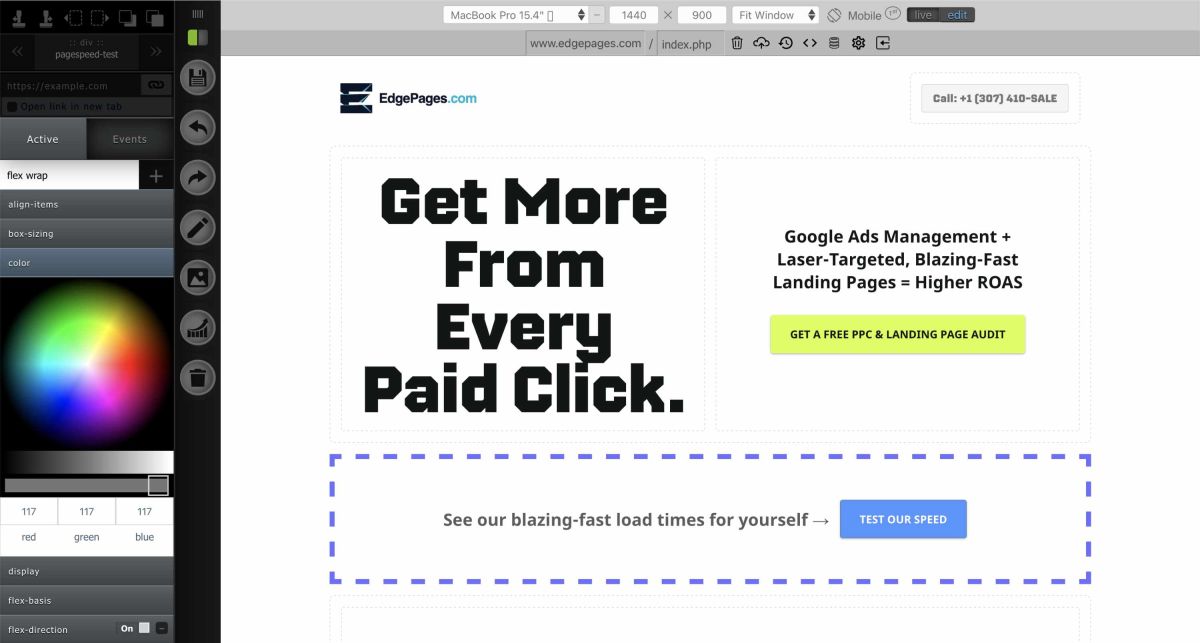 edgepages ppc landing page builder
